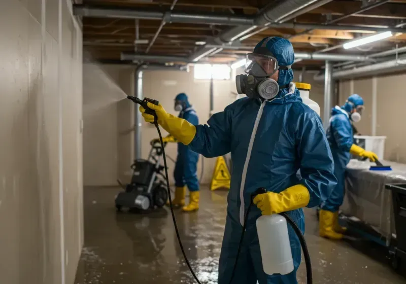 Basement Sanitization and Antimicrobial Treatment process in New Hartford Center, CT